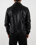Black Leather Bomber Jacket