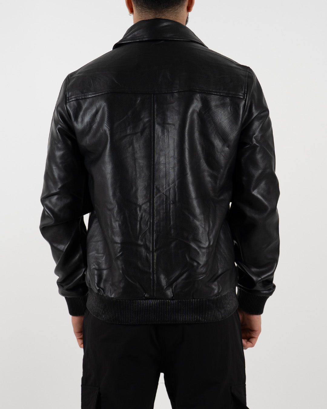 Black Leather Bomber Jacket