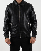 Black Leather Bomber Jacket