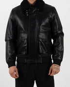 Black Aviator Leather Jacket