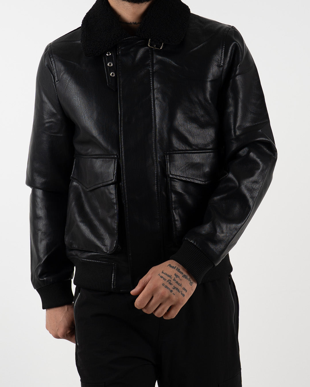 Black Aviator Leather Jacket