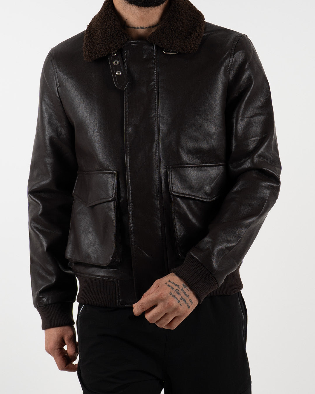 Brown Aviator Leather Jacket