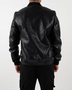 Black Leather Effect Bomber Jacket