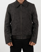 Green Suede Effect Zip-Up Jacket