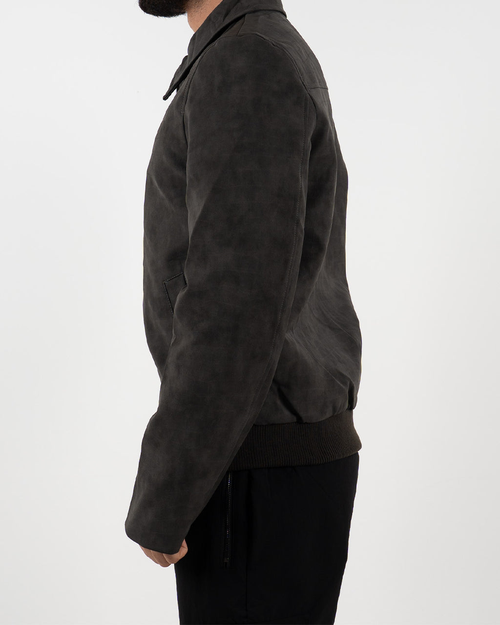 Green Suede Effect Zip-Up Jacket