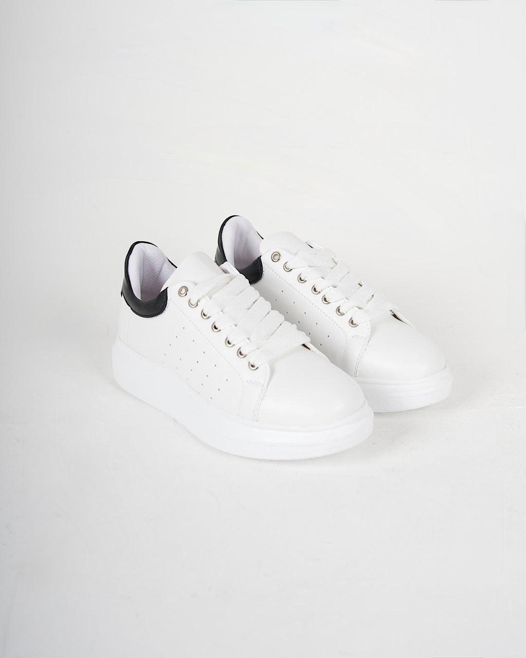 White Contrast Heel Chunky Sole Trainers