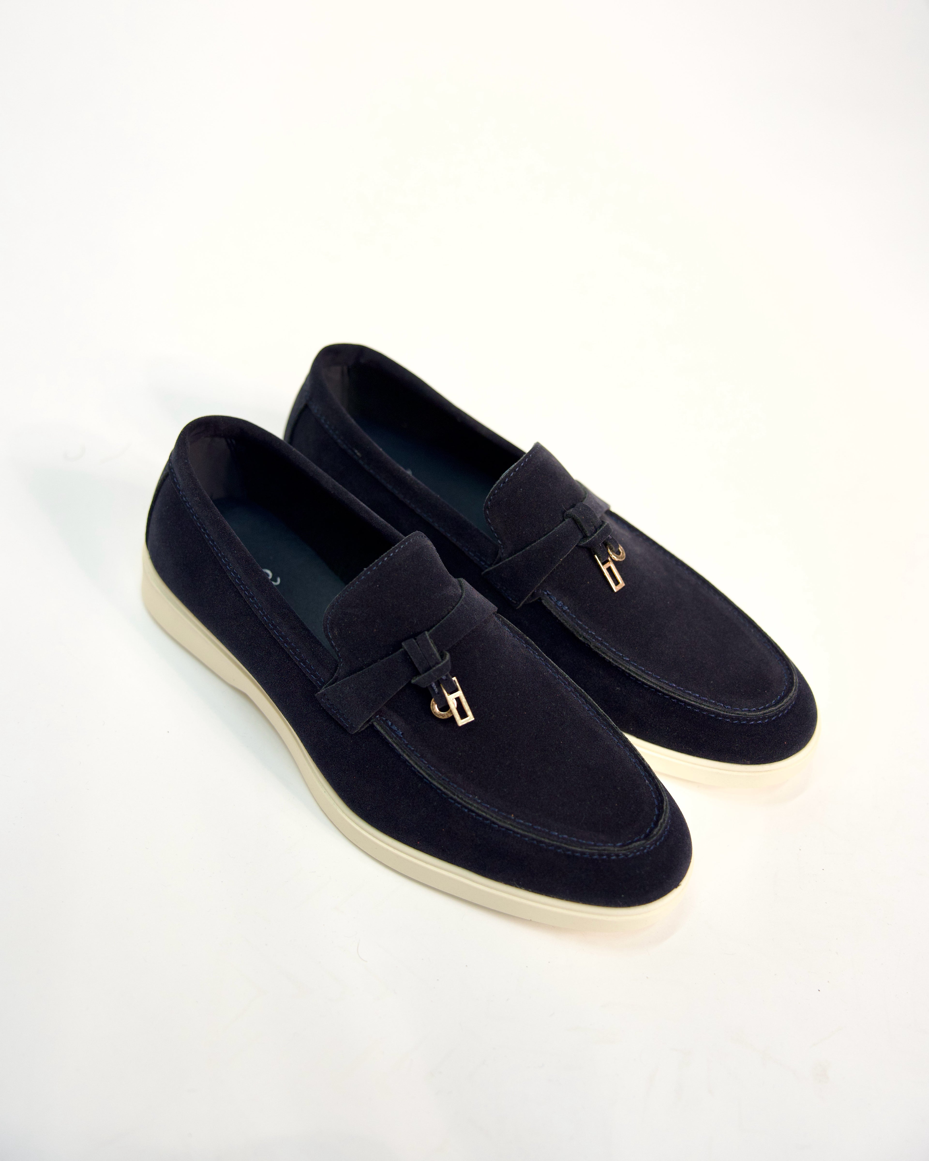 Velvet Loafers with Tassel and Metal Charm