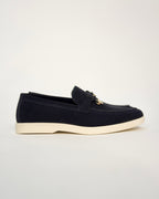 Velvet Loafers with Tassel and Metal Charm