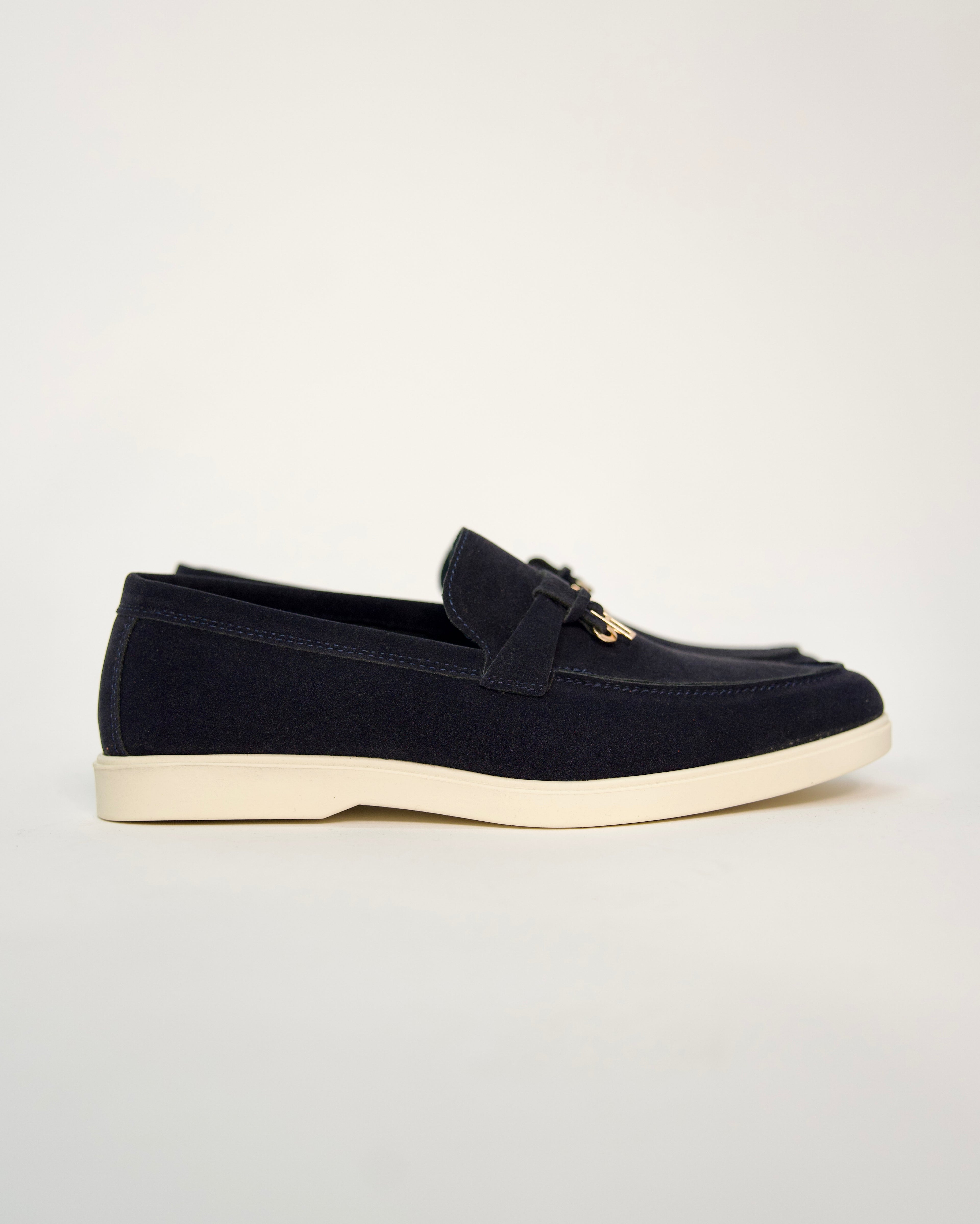 Velvet Loafers with Tassel and Metal Charm