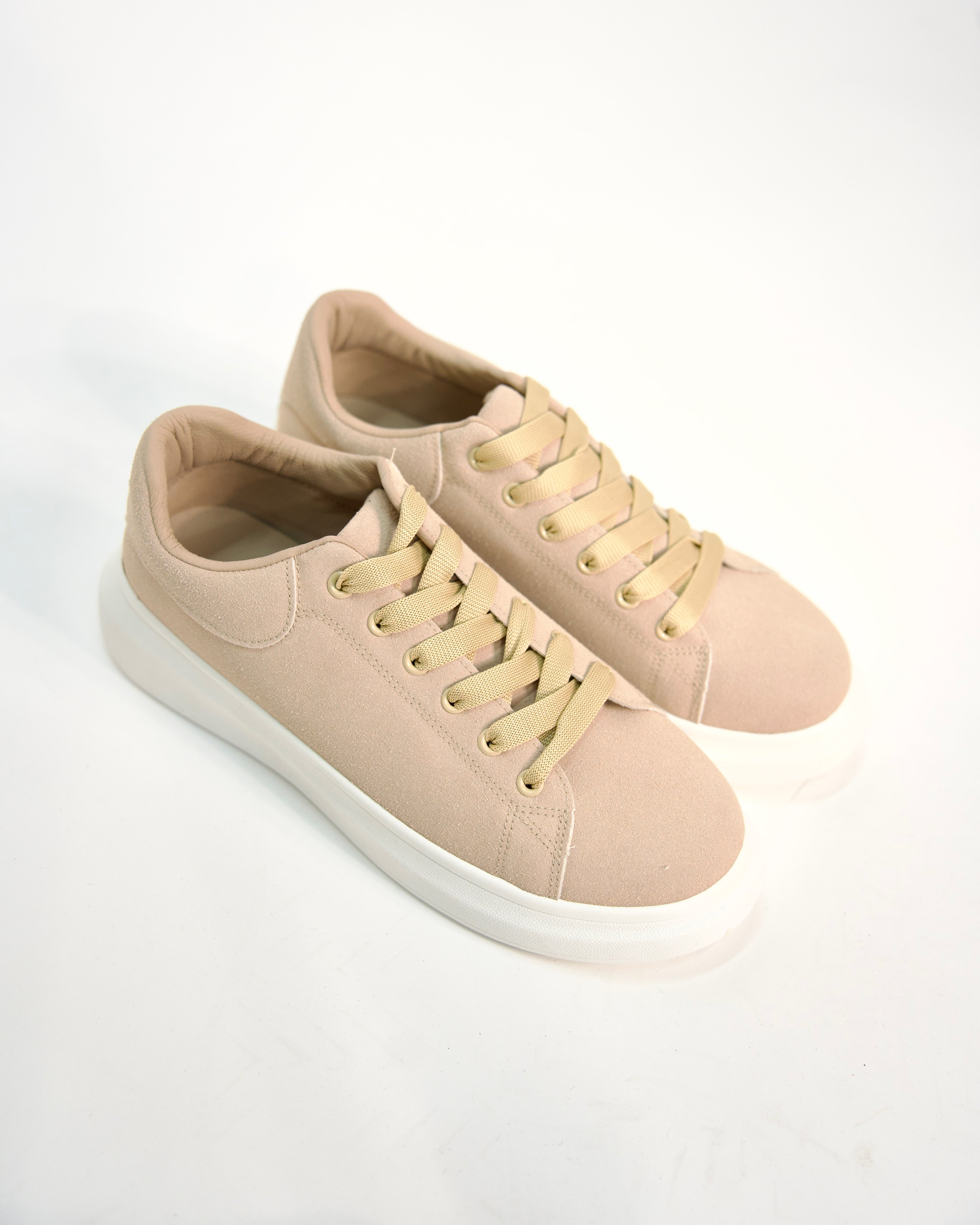 Suede Chunky Sole Trainers Beige