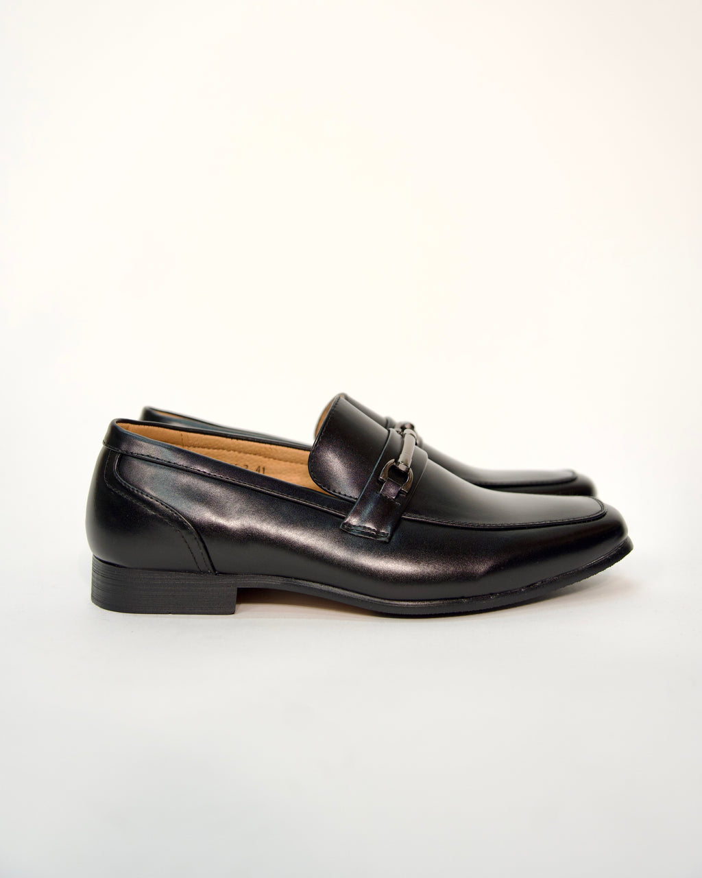 Leather Loafers with Silver Metal Bit Detail