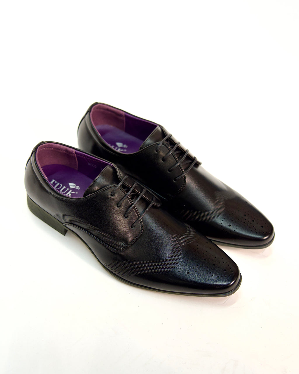 Black Brogue Pattern Lace-up Leather Shoe