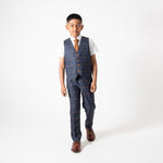 Jenson - Children's Marine Navy Check Three Piece Suit