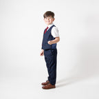 Edinson - Children's Navy Wine Check Three Piece Suit