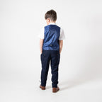 Edinson - Children's Navy Wine Check Three Piece Suit