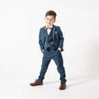 Dion - Children's Blue Tweed Check Three Piece Suit