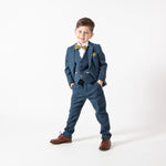 Dion - Children's Blue Tweed Check Three Piece Suit