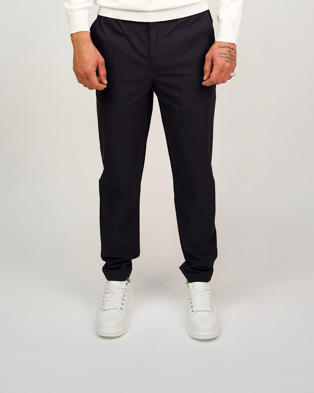 Navy Slim Fit Elasticated Waist Trousers