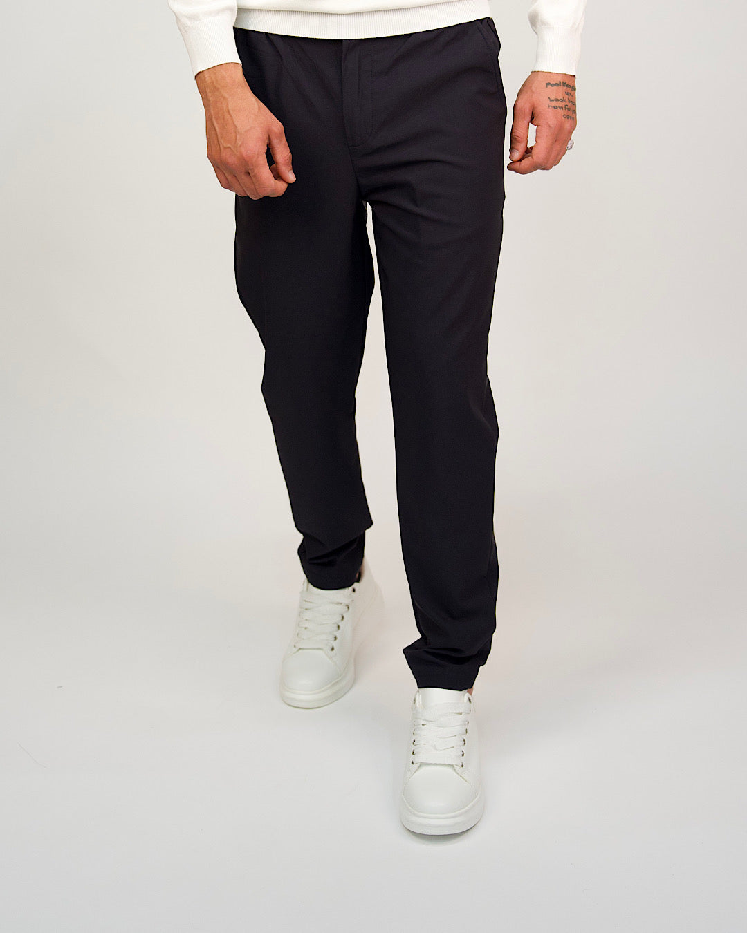 Navy Slim Fit Elasticated Waist Trousers