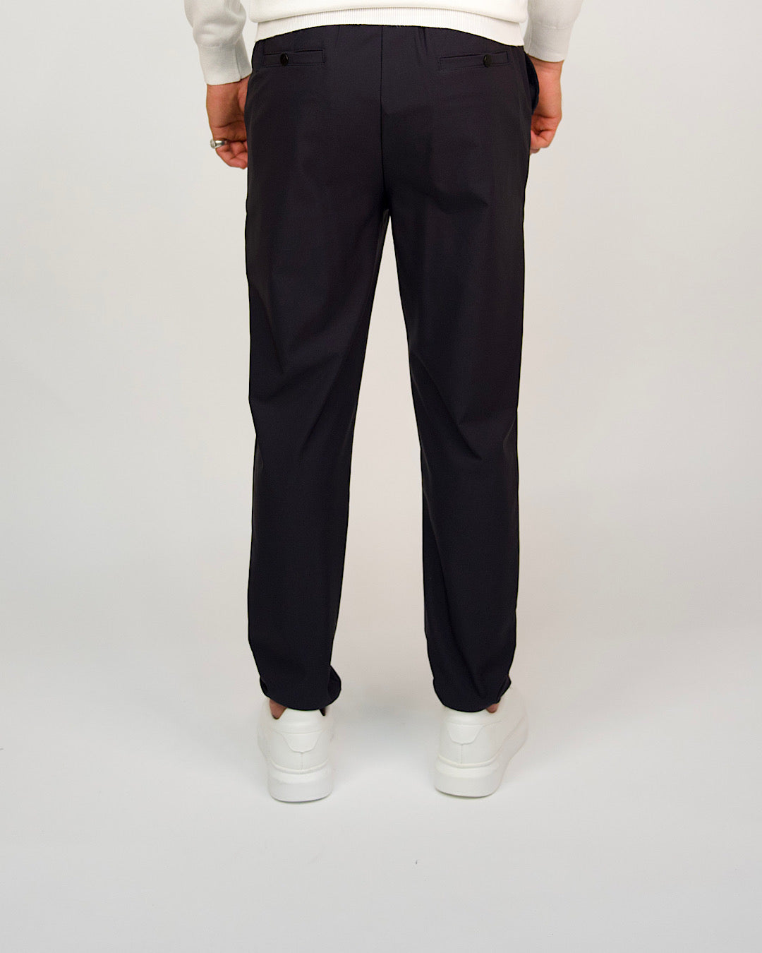 Navy Slim Fit Elasticated Waist Trousers