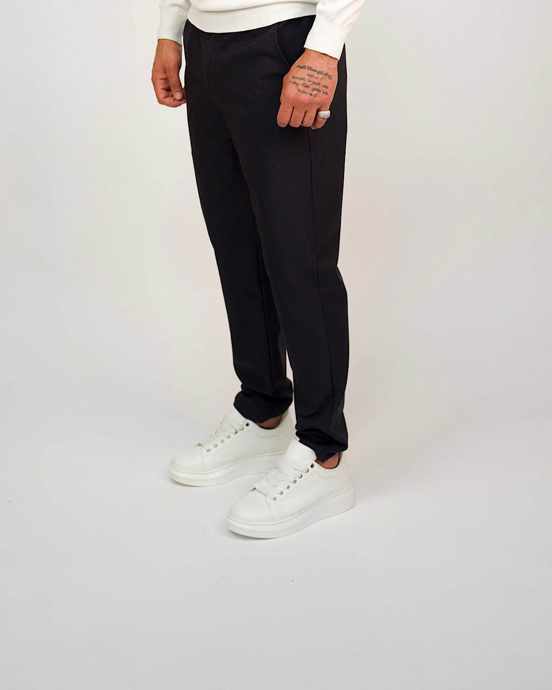 Navy Slim Fit Elasticated Waist Trousers