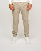 Beige Slim Fit Elasticated Waist Trousers