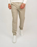 Beige Slim Fit Elasticated Waist Trousers