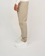 Beige Slim Fit Elasticated Waist Trousers
