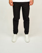 Black Slim Fit Elasticated Waist Trousers