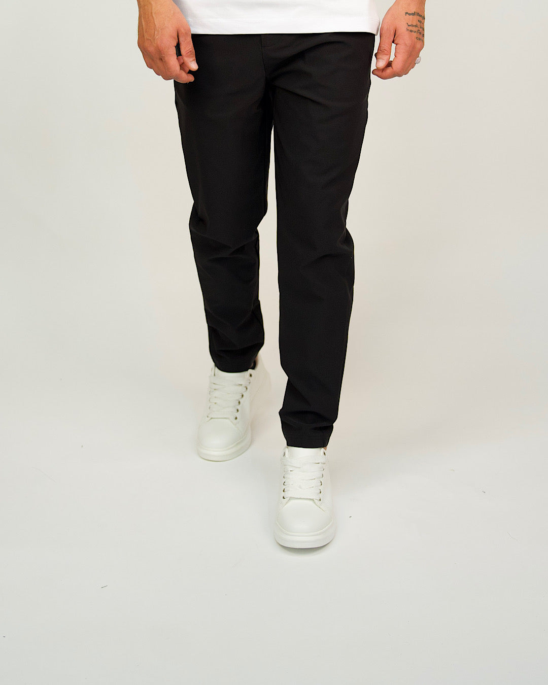 Black Slim Fit Elasticated Waist Trousers
