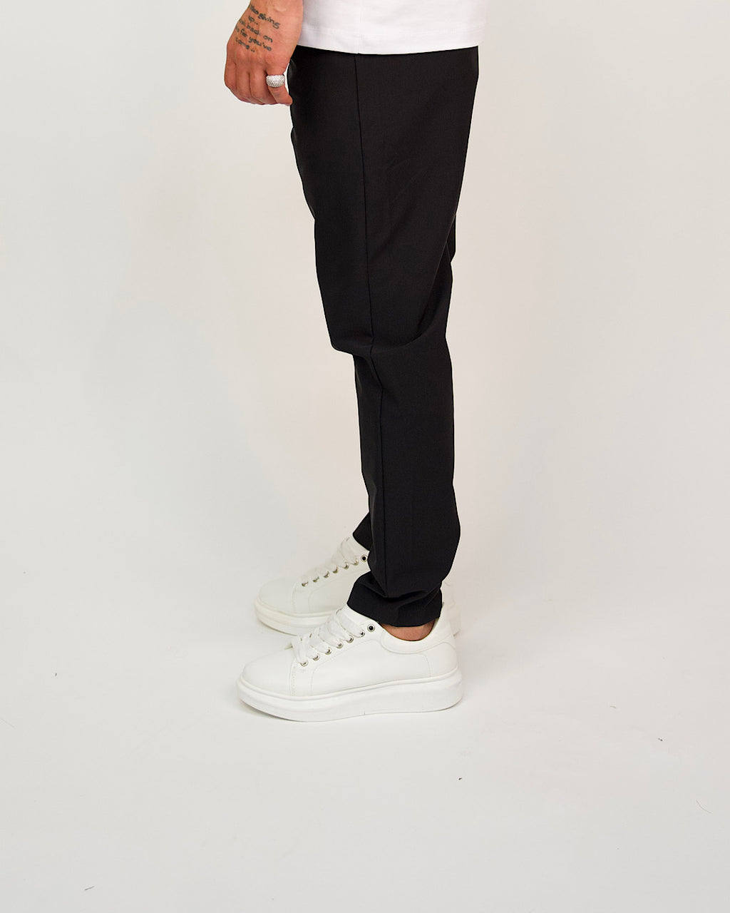 Black Slim Fit Elasticated Waist Trousers
