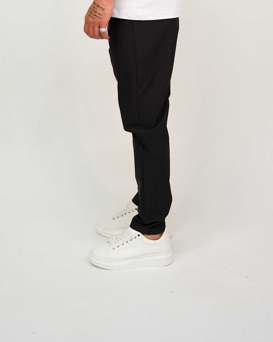 Black Slim Fit Elasticated Waist Trousers