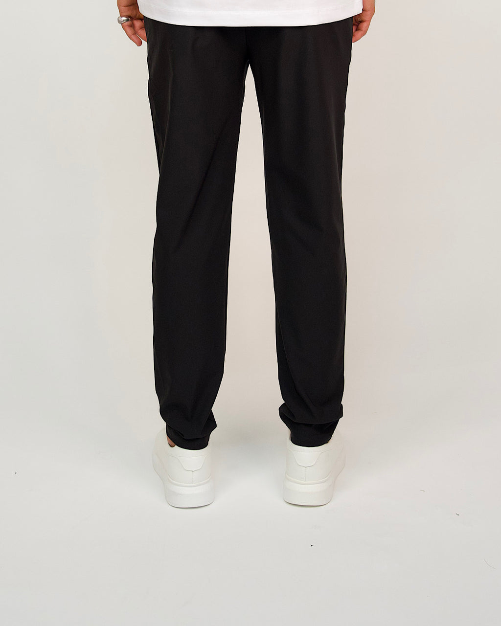 Black Slim Fit Elasticated Waist Trousers