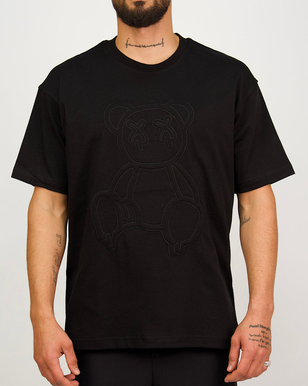 Embossed Teddy Bear Graphic T-Shirt