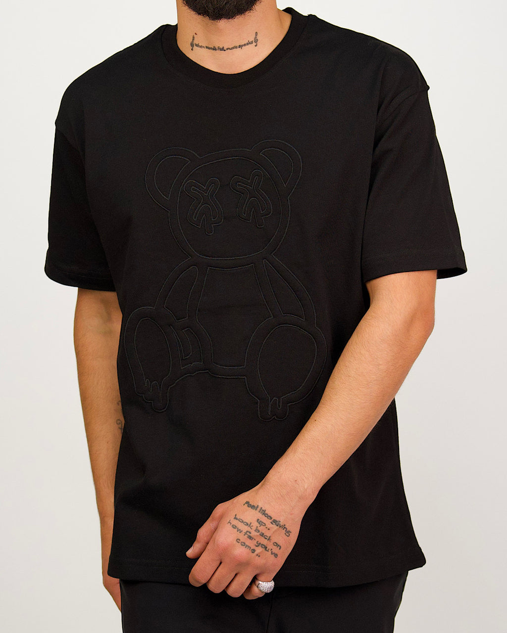 Embossed Teddy Bear Graphic T-Shirt