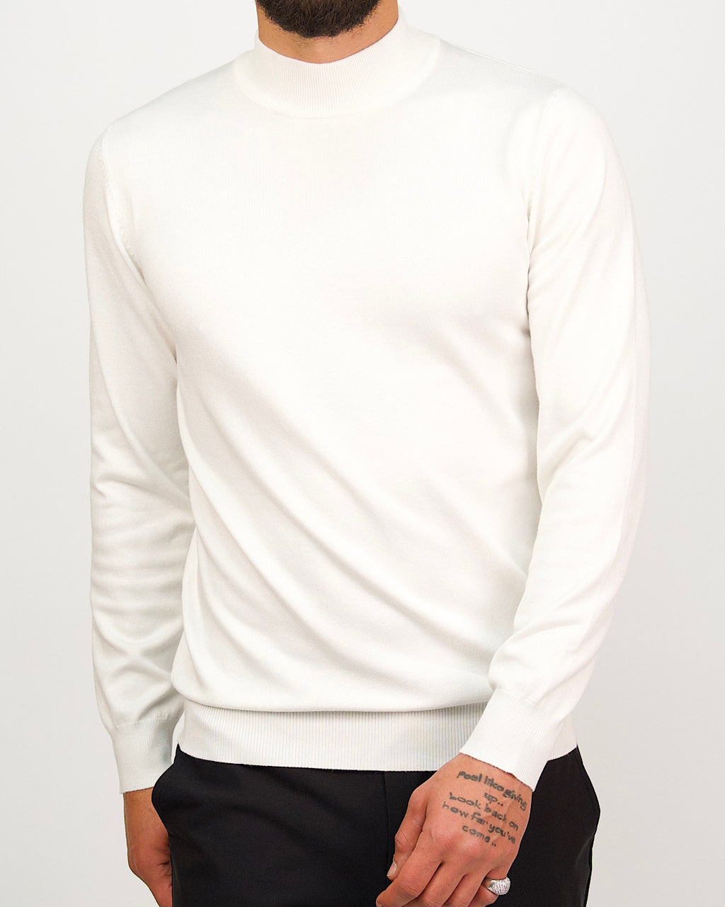 Mock Neck Sweater White