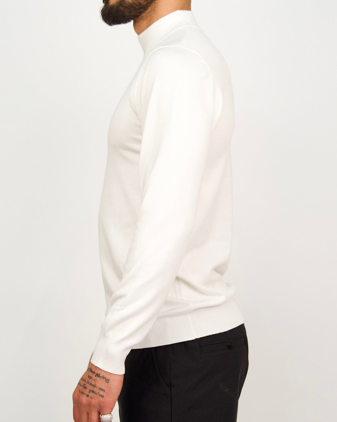 Mock Neck Sweater White
