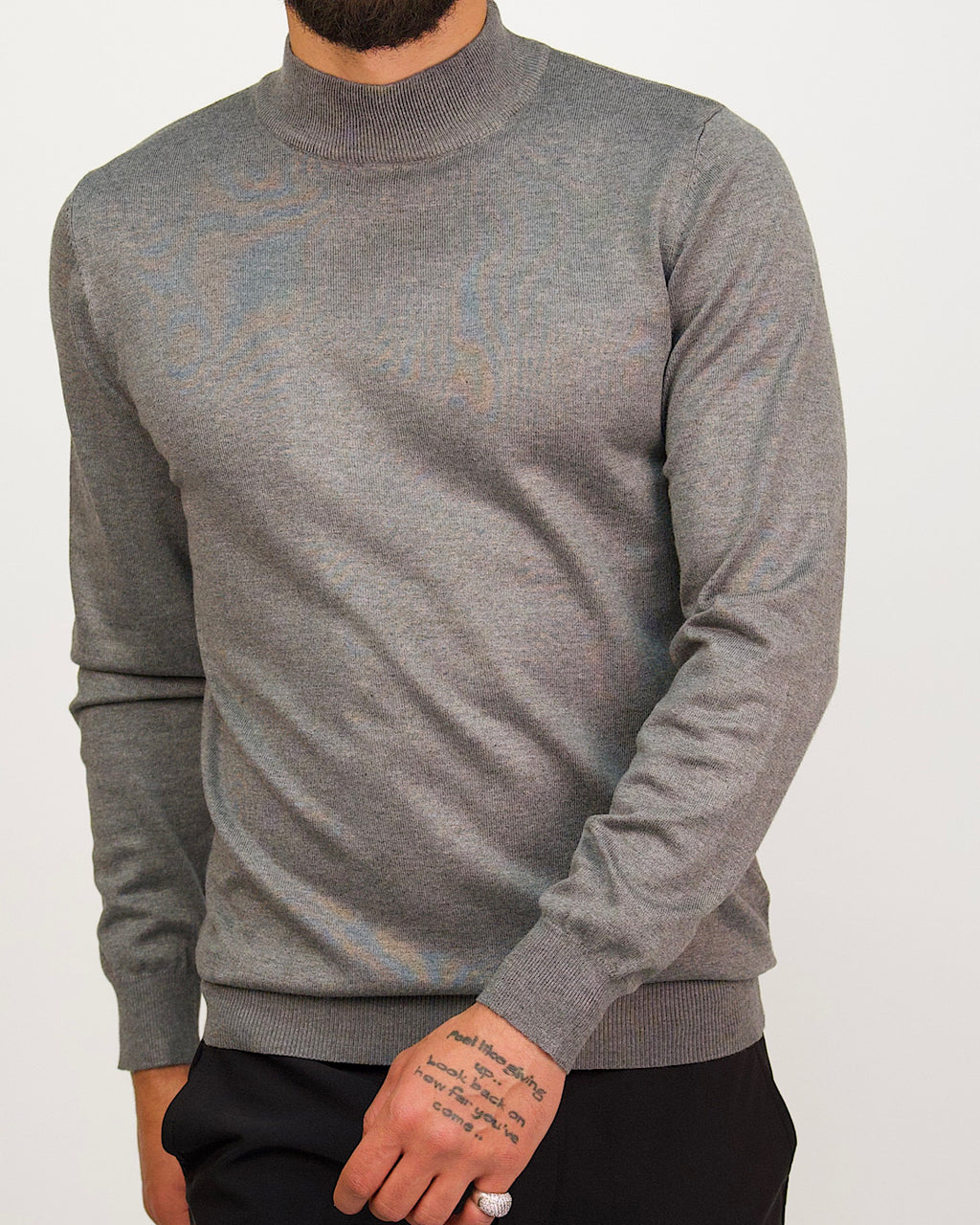 Mock Neck Sweater Light Grey
