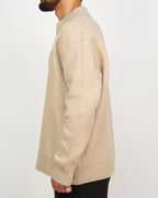 Beige Collar Knit Jumper with Stitch Detail