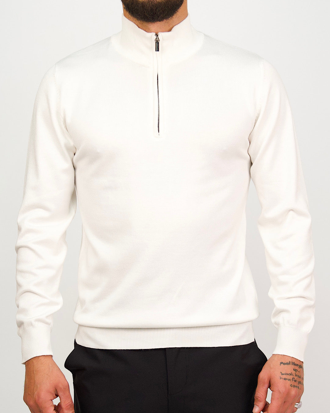 White Half Zip Sweater