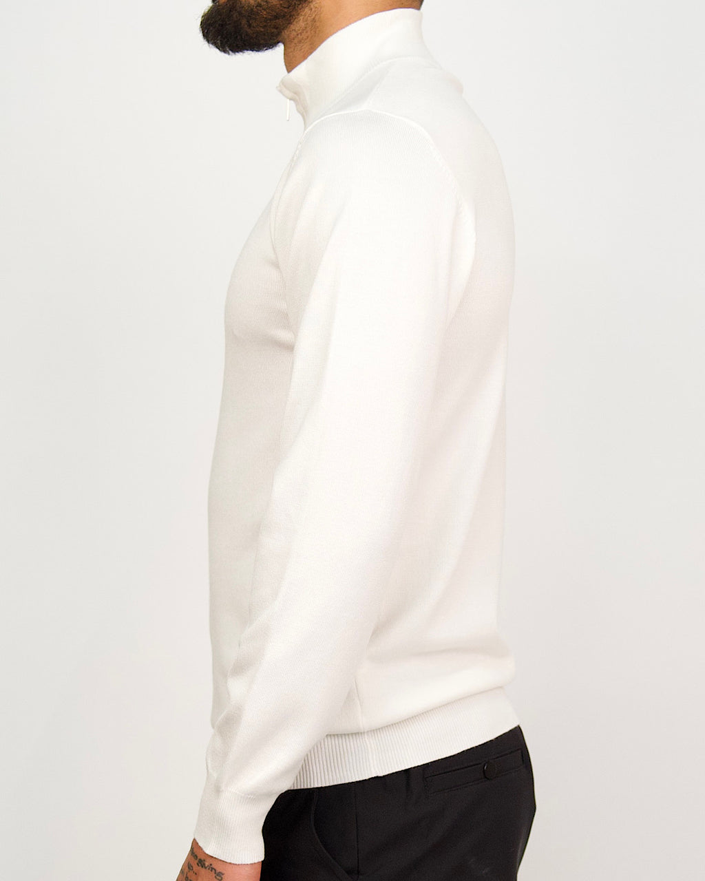 White Half Zip Sweater