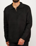 Black Collar Knit Jumper with Stitch Detail