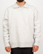 Grey Collar Knit Jumper with Stitch Detail