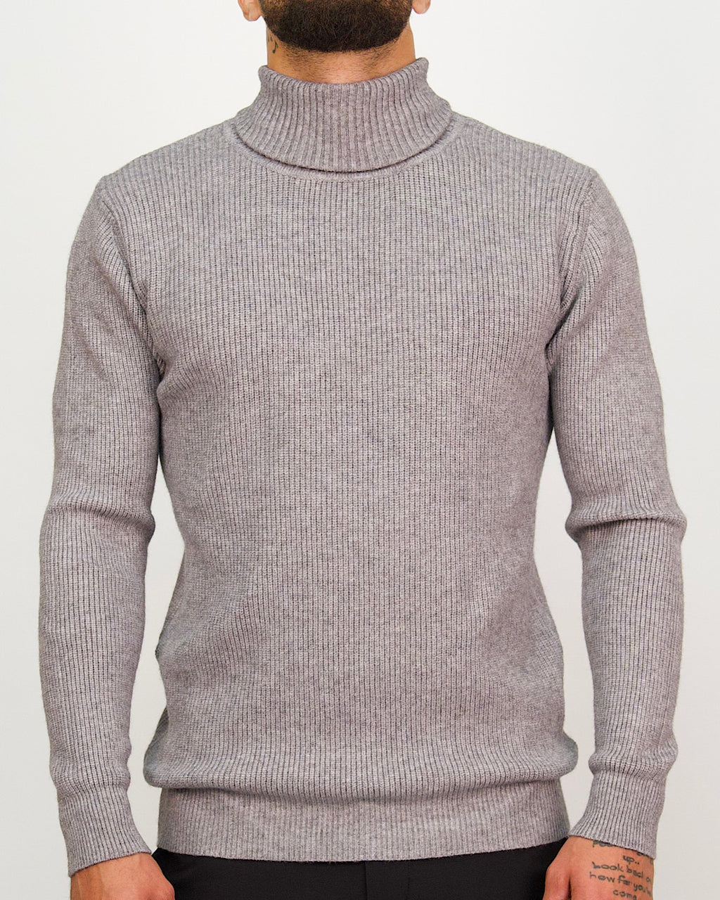 Knitted Roll Neck Sweater Grey
