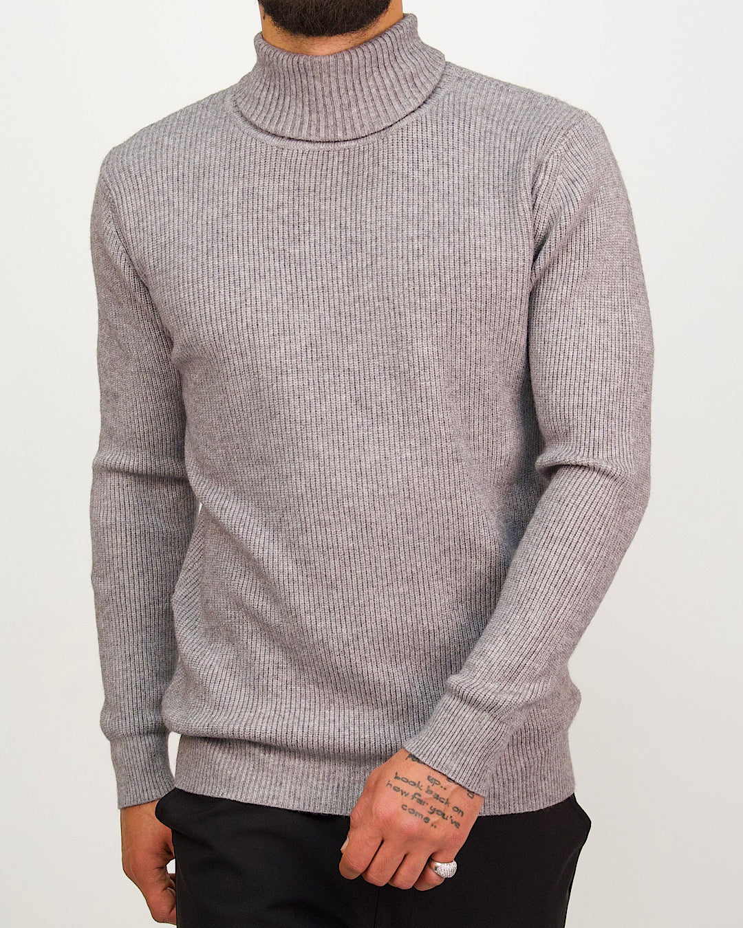 Knitted Roll Neck Sweater Grey