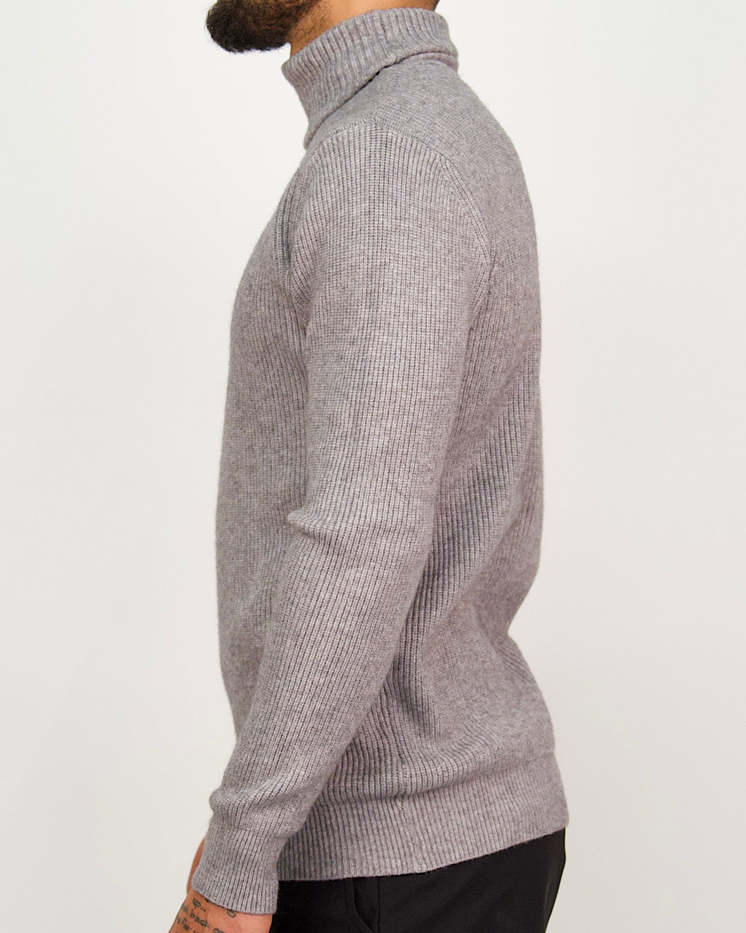 Knitted Roll Neck Sweater Grey