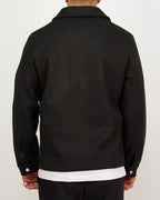Textured Black Wool-Look Zip Up Jacket