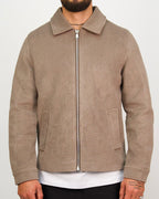 Brown Suede-Look Zip Jacket