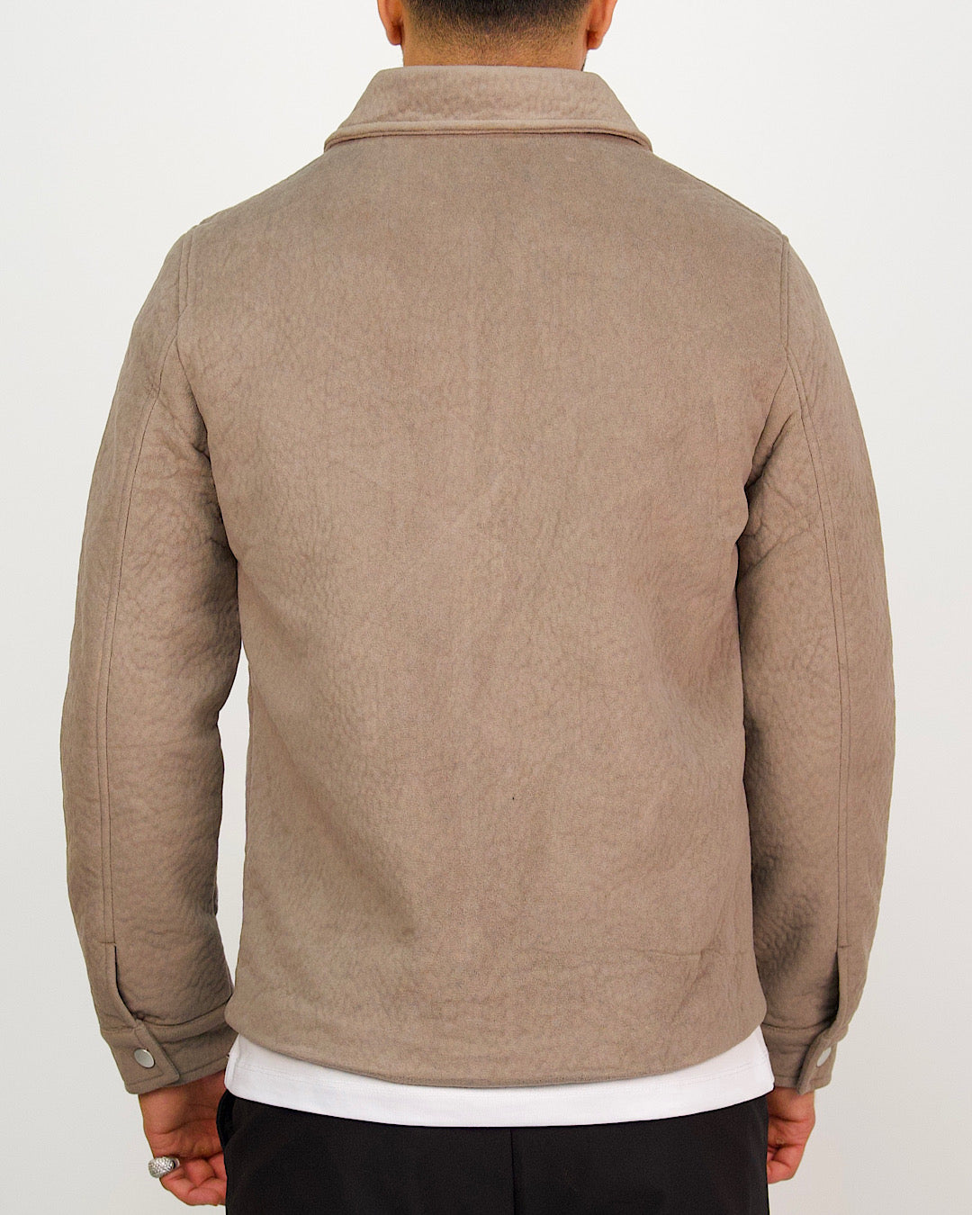 Brown Suede-Look Zip Jacket