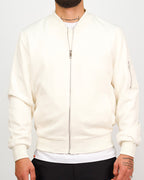 Off-White Patterned Zip Up Bomber